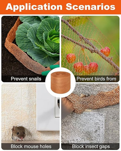 MUZIK Copper Mesh Roll, 5" x 100 ft Pure Copper Wire Mesh, Heavy Duty Rodent & Snake Proof, Rustproof, Easy Cut for Vents, Garden, Weep Holes