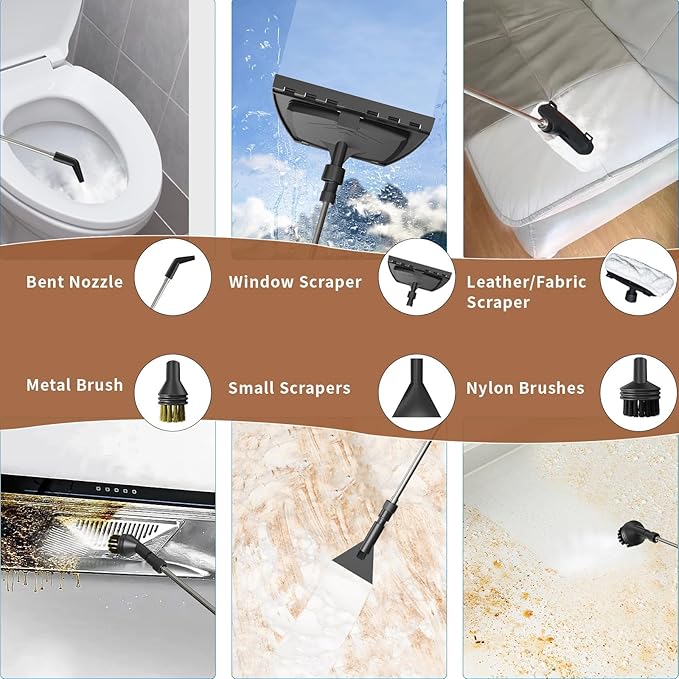 14PCs Handheld Steam Cleaner Accessories for Gribouillage 1.6L High Pressure Portable Steamer for Home Car