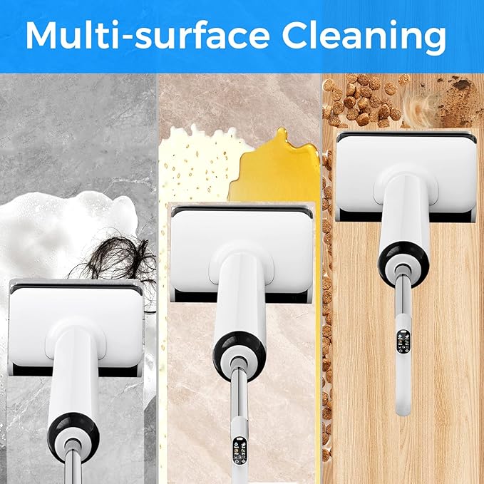 Wet Dry Vacuum Cleaner Cordless, 23KPa Vacuum Mop for Hard Floors, Up to 45 Min Runtime, 180° Lay-Flat Design with Hot Water Self-Cleaning & 185°F Hot Air Drying, Anti-Tangle Brush for Pet Hair