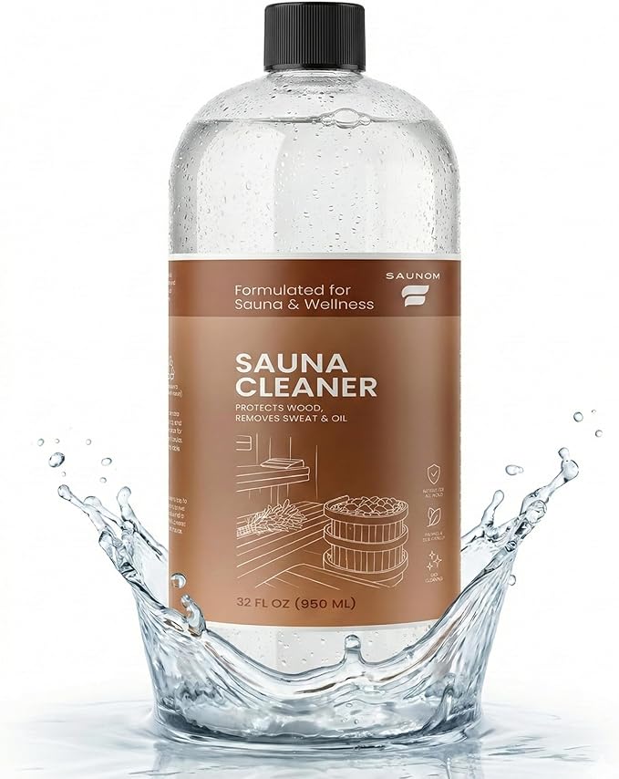 Heavy Duty Sauna Cleaner for Home & Infrared Saunas — 32 fl oz — Makes 5–10 Gallons — Perfect for Sauna Wood Benches/Walls/Floors, Removes Sweat, Oil, Dirt & Odors