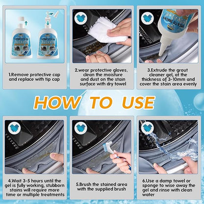 Mold Stain Remover Gel,Washing Machine Cleaner Front Load Washer Gasket Mold Remover Home Stain Cleaner Cleaning Gel for Grout Caulk, Bathroom, Shower, Bathtub, Refrigerator Cleaning Solution 0503