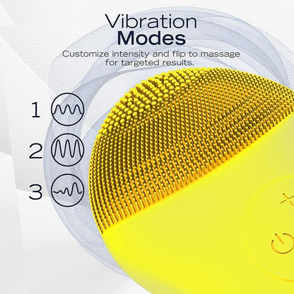 Nautica PC120 Facial Cleansing Brush Made with Ultra-Hygienic Soft Silicone, Waterproof, Rechargeable Vibrating Face Exfoliator Scrub Brush with Sonic Technology for Men & Women - Summer Sun