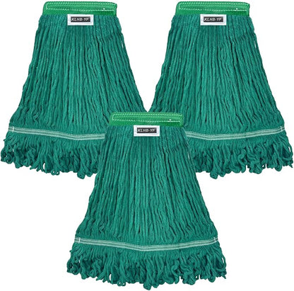Heavy Duty Wet Industrial Cleaning Mop Head – 21 oz Green mop Head Replacement Cotton Washable Industrial mop Heads Heavy Duty for Commercial & Home Cleaning（Green）