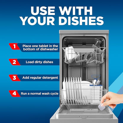 Finish Dishwasher Cleaner Tablets, Deep Cleans Hidden Grease & Grime, Fights Odors, No Extra Wash Cycle, Helps Maintain Dishwasher, 12 Month Supply, 12 Count
