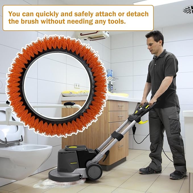 237047 Orbiter Orange Scrub Brush for ORB550MC Orbiter Floor Machine, Heavy-Duty Brush, 12” Diameter,(1 Pack)