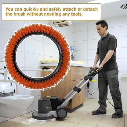 237047 Orbiter Orange Scrub Brush for ORB550MC Orbiter Floor Machine, Heavy-Duty Brush, 12” Diameter,(1 Pack)