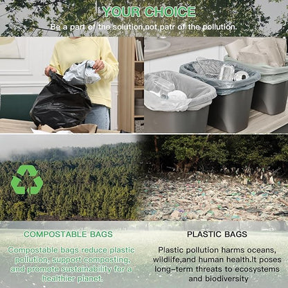 4 Gallon Small Bathroom Black Trash-Bags - Compostable Mini Garbage Bags 100 Count Biodegradable Little Waste Basket Kitchen Office Car Unscented Tiny Liners Strong Thick Inwaysin