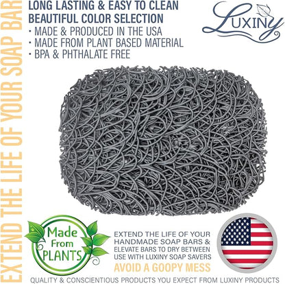 Soap Savers for Bar Soap, American Made by Luxiny, Lifts Soap in Soap Dishes & Shower Soap Holders - Handmade Soap Lasts Longer - Made from Plant Materials (Slate Gray - 2 Pack)