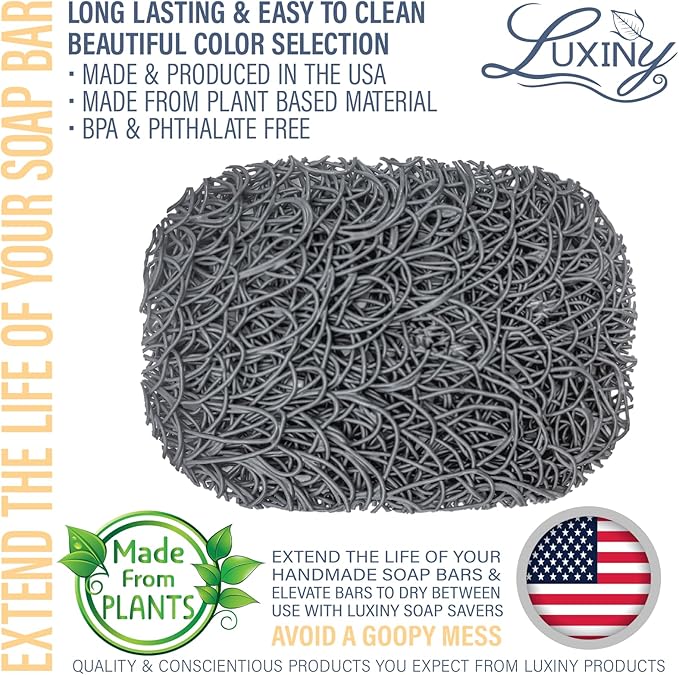 Soap Savers for Bar Soap, American Made by Luxiny, Lifts Soap in Soap Dishes & Shower Soap Holders -Handmade Soap Lasts Longer -Made from Plant Based Material (Slate Gray)