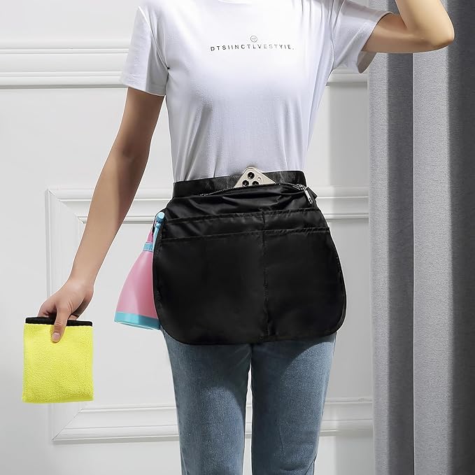 Bafelia Small Size Cleaning Caddy Apron for Women with 5 Pockets, Professional Waterproof Cleaning Supplies for Housekeepers