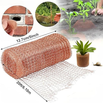 Copper Mesh Roll – 5 in x 20 ft Rodent & Pest Control Hole Filler for Gaps and Cracks – Gloves & Tools Included