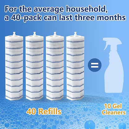 FHORAIN 40 Count Toilet Wand Refills for Clorox, Disposable Toilet Brush Head with Rich Foaming, Extra Thick Triple-layer Refills, Strong Cleaning & Scrubbing Power, Won't Fall Off or Fall Apart