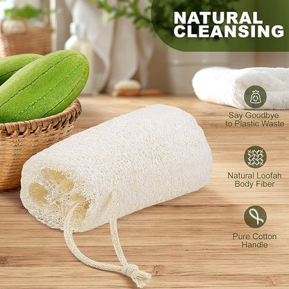 7 Pack Natural Loofah Body Scrubber Sponge, 5 Inches Organic Luffa for Exfoliating & Smooth Skin Cleansing, Ideal for Men & Women, Spa & Shower Use