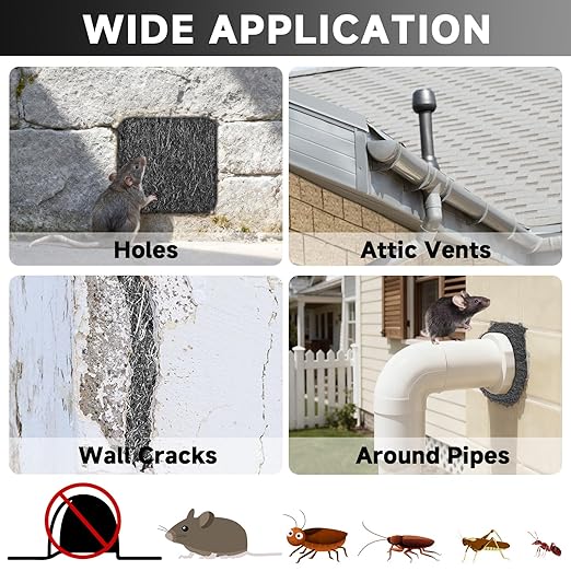 Steel Wool Mice Control, 65FT(1.1LB)#0 Steel Wool, Keep Mouse Away from Holes, Barrier and Gap Filler for Home, Wall, Garden, Kitchen, Pipeline in Garage, Medium