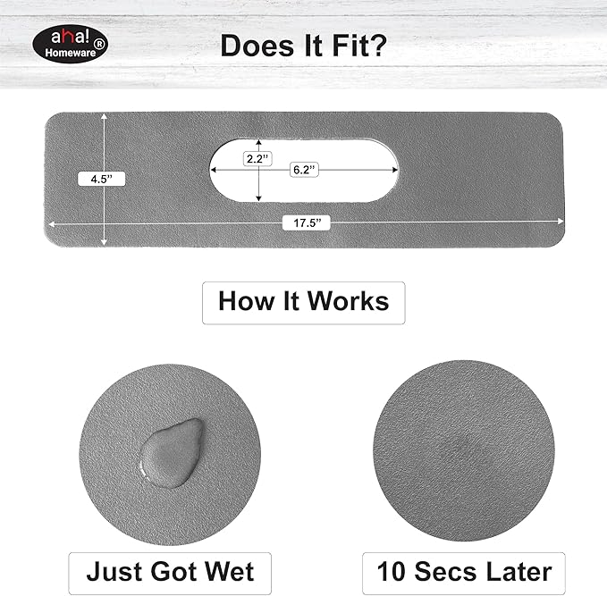 Faucet Mat Bathroom Sink Oval-Hole : AHA HOMEWARE Diatomite Rubber Bathroom Sink Splash Guard Oval Hole 2 Packs (Dark Gray)