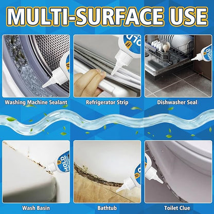 Mold Stain Cleaner Gel, 8 Fl Oz Washing Machine Cleaner with Brush, Mold Cleaner Gel for Front Loader Washing Machine Seal, Bathroom Grout, Kitchen Sink, Shower, Refrigerator Strip (Basil)