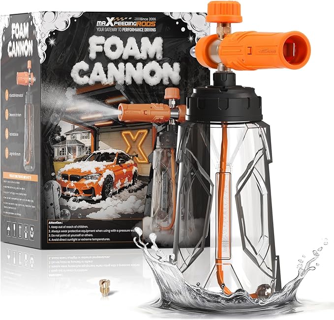 maXpeedingrods Foam Cannon for Pressure Washer, Wide Mouth Quick Release Car Wash Foam Gun with Adjustable Soap Cannon, Thick Snow Foam, 1/4'' Quick Connector, with 2 Orifice Nozzle (Transparent)