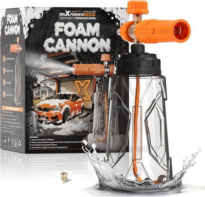 maXpeedingrods Foam Cannon for Pressure Washer, Wide Mouth Quick Release Car Wash Foam Gun with Adjustable Soap Cannon, Thick Snow Foam, 1/4'' Quick Connector, with 2 Orifice Nozzle (Transparent)