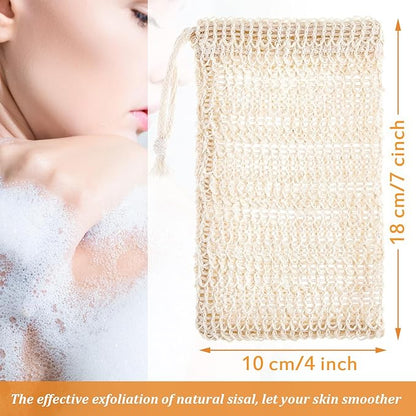 BBTO 5 Pieces Soap Saver Bag Cotton Linen Exfoliating Soap Pouch for Foaming and Drying, Shower, Scrubber (18 x 10 cm, Beige)