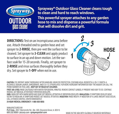 Sprayway Outdoor Glass Cleaner, 32oz | Streak-Free Shine, Foaming Action | Ideal for Windows, Patio Doors, and Outdoor Glass Surfaces