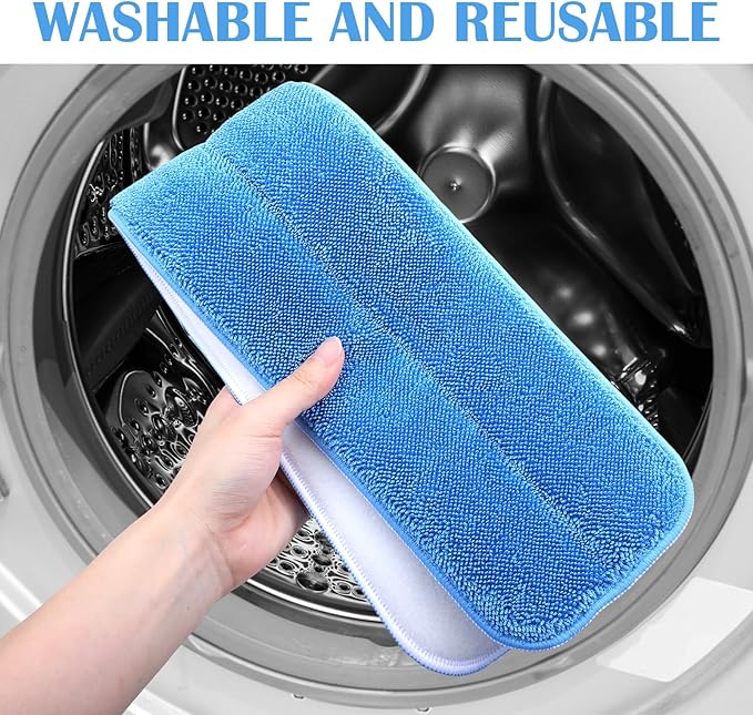 8 Pack Replacement Microfiber Pad, Cleaning Refills, Reusable Mop Refills for Flat Mop System, 25" x 5" Machine Washable Pads for Hardwood & Hard Floors