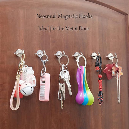 Neosmuk Magnetic Hooks, Heavy Duty 40lb+ Strong Magnet Hook for Cruise Cabins, Cruise Ship Essentials for Hanging, Metal Wall Refrigerator Hangers (Silver, 10 Pack)