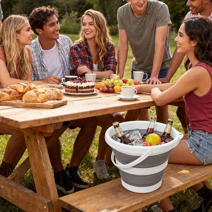 CHILDLION Collapsible Bucket 5L, Foldable Mop Bucket Car Wash Buckets with Handle for Cleaning Supplies, Portable Sink Wash Basin Storage Bin Ice Tub for Fishing Beach Outdoor Camping Kitchen