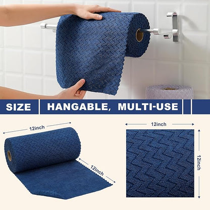 80 Pack Microfiber Cleaning Cloth Roll Reusable Paper Towels 12"x12" Tear Away Cloth,Absorbent Dish Rags for House Kitchen,Wash Cloths,Lint Free Rags for Window Cars Cleaning Supplies