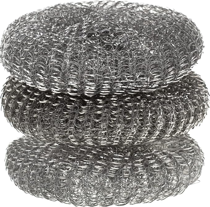 Metal Sponge Scrubbers - Pack of 3 - Dishes Cleaning Metal Scrub for Kitchen - Scrubbing Scouring Pad