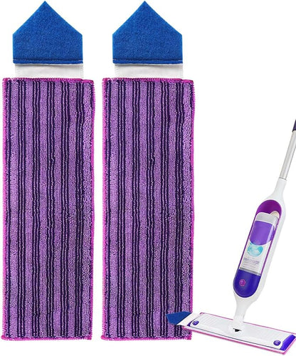 KEEPOW Reusable Power Mop Refill Pads with Scrubbing Pads Compatible with Swiffer PowerMop Microfiber Power Mop Refills Power Mop Pads Replacement for Hardwood Floor Cleaning, 2 Pack