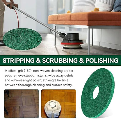 437.056 Cleaning Orbiter Pads for 550Mc Orbiter Hard Floor Machine, 12" Commercial Floor Scrubber Pads Polish Pads -to Daily Heavy-Duty Cleaning and Light Stripping, Non Woven, Greens, 2 PC