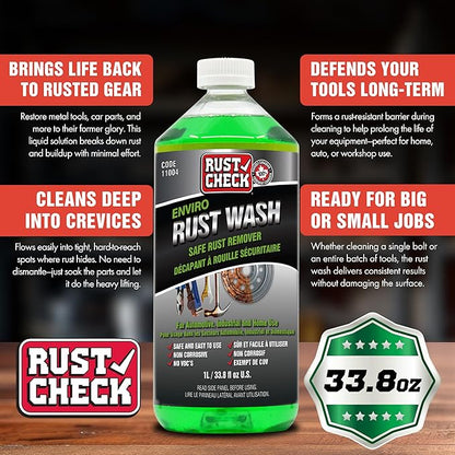 Enviro Rust Wash – Heavy Duty Iron Remover for Car Rims & Wheels – Metal Decon for Brake Dust and Oxidation – Safe on Stainless Steel & Motorcycle Use - Liquid - 33.8 FL OZ - Bottle