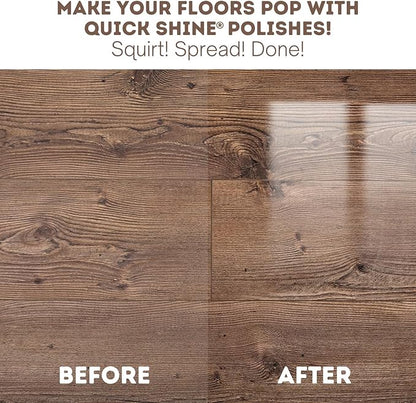 Quick Shine Hardwood Floor Luster-Polish 27oz-6pk | Plant-Derived w/Carnauba | Safer Choice, No PFAS, pH Neutral | Ready to Use Formula w/Anti-Slip Technology | Simply Squirt & Spread | Made in USA