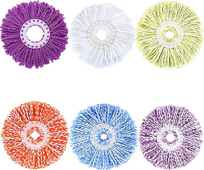 6 Pack Spin Mop Replacement Heads, (6.3 Inch,Round) Microfiber Mop Refills Compatible with Hurricane, Mopnado, Libman, Simpli Magic and Other 360 Spin Mop Systems, (6 Colors)