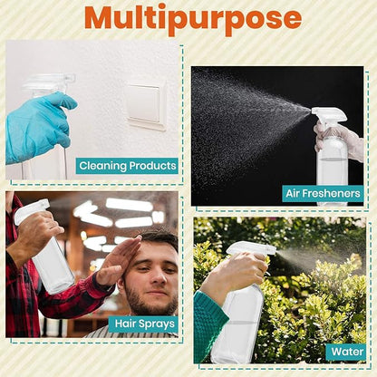 Clear Glass Spray Bottles For Cleaning Solutions (4 Pack) - 16 Ounce, Refillable & Reusable Sprayer for Essential Oil, Water, Kitchen, Hair. Durable Black Trigger Sprayer w/Mist and Stream Settings