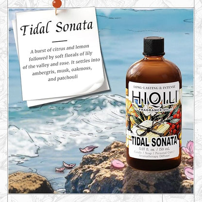 HIQILI Tidal Sonata Fragrance Oil for Diffuser, Ocean & Lemon Scents, Candle & Soap Making, Personal Care Scenting, Aquatic Notes, Long-Lasting Scents - 5.07 Fl Oz