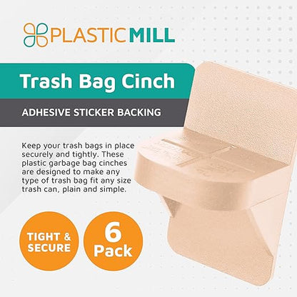 PlasticMill Trash Bags Cinch, Beige, 2 Pack, To Hold Garbage Bags In Place.