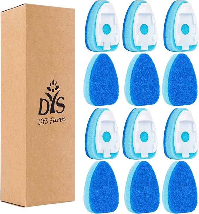 Dishwand Sponge Refills (12-Pack) – Heavy Duty Non-Scratch Replacement Heads for Dishwand Handle | Soap Dispensing Scrubber Pads | Kitchen Cleaning Supplies (Blue)