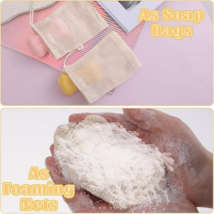 Soap Bags, 5 Pack Natural Sisal Soap Saver Bag Pouch Mesh Net, Zero Waste Plastic-Free Soaps Net for Shower Use Like Massaging, Scrubbing and Exfoliating