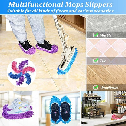 3 Pairs Shoes Cover Duster, Reusable Mop Slippers, Microfiber Dust Mops, Multi Purpose Floor Cleaning Shoes, Feather Duster for Bathroom, Office, Kitchen, House Polishing Cleaning