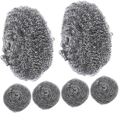 Happyyami 6Pcs Metal Scrubber Pot Cleaning Balls for Heavy Duty Grease Dirt Removal for Kitchen Outdoor Cleaning Tasks