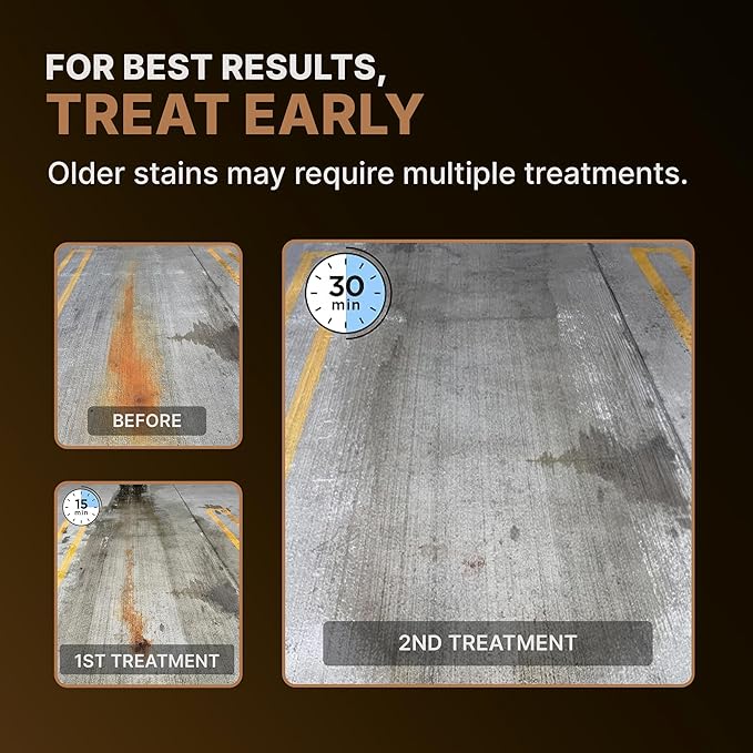 CAF Lift Pro Rust Stain Remover Concentrate for Concrete, Pavers, Brick, Tile and Grout, Outdoor Natural Cleaner Powder Makes 1 Gallon, No Scrub Rust Remover for Driveway, Patio and Asphalt Surfaces