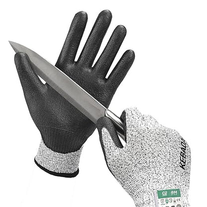 Kebada Cut Resistant Gloves, ANSI A2 Cutting Glove, PU Coated, Touchscreen, Multi-Purpose Model C2, 1 Pair, Small