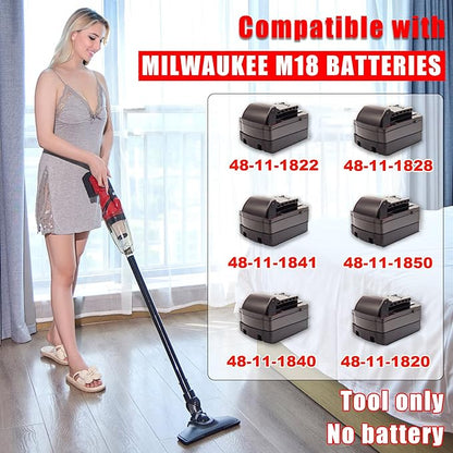 Cordless Wet/Dry Vacuum for Milwaukee Battery,4 Multi Nozzle, 2 HEPA Filter,Handheld Vacuum Cleaner for Workshop & Home Use, Bare Tool (Battery Not Included)