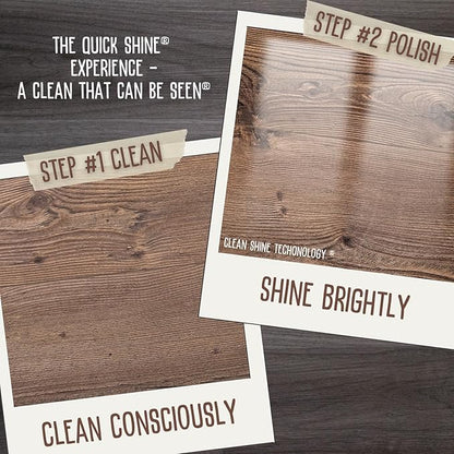 Quick Shine Hardwood Floor Luster-Polish 64oz | Plant-Derived w/Carnauba | Safer Choice, No PFAS, pH Neutral | Ready to Use Formula w/Anti-Slip Technology | Simply Squirt & Spread | Made in USA