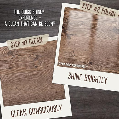 Quick Shine Hardwood Floor Luster-Polish 27oz | Plant-Derived w/Carnauba | Safer Choice, No PFAS, pH Neutral | Ready to Use Formula w/Anti-Slip Technology | Simply Squirt & Spread | Made in USA