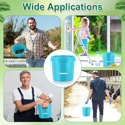 Tioncy 10 Pcs 2 Gallon Plastic Bucket with Lid Heavy Duty 2 Gallon Bucket Pail with Lid Handle for Storage Container Home Household Cleaning (Light Blue)