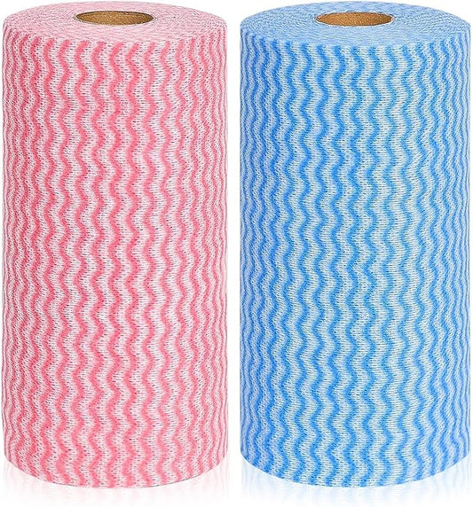 JEBBLAS Reusable Household & Kitchen Wipes, Disposable Cleaning Cloths, Wash Rags in 2 Rolls of 200 Sheets