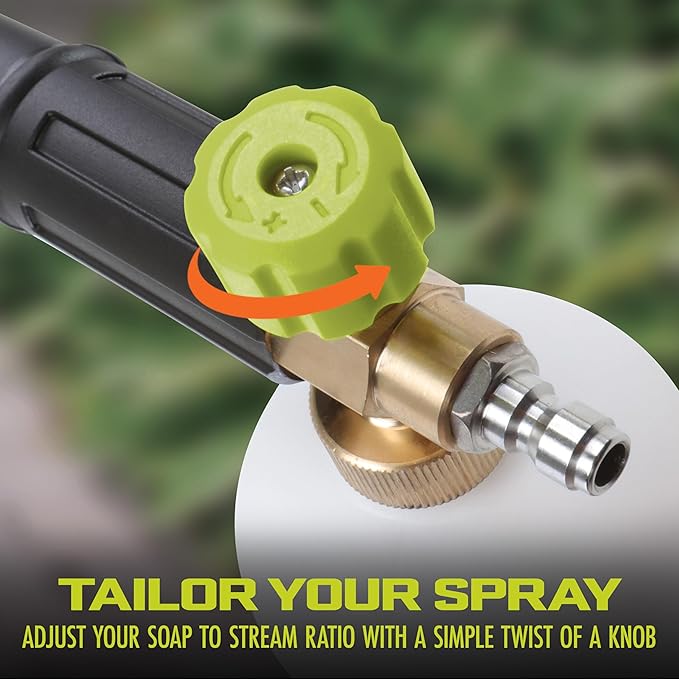 Sun Joe Foam Cannon for SPX Series Pressure Washers, Snow Foam Sprayer with 1/4-Inch Quick-Connect Inlet, Adjustable Nozzle & Detergent Dial, 34 fl oz