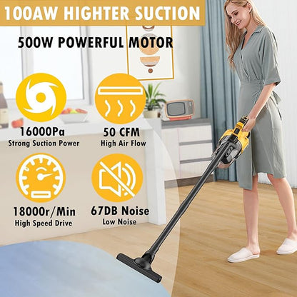 Cordless Vacuum Cleaner for Dewalt 20V Battery, 5 in 1 Handheld Electric Vacuum with Washable HEPA Filter，50CFM 100AW Cordless Vacuum for Floor, Carpet, Car(Battery Not Included)